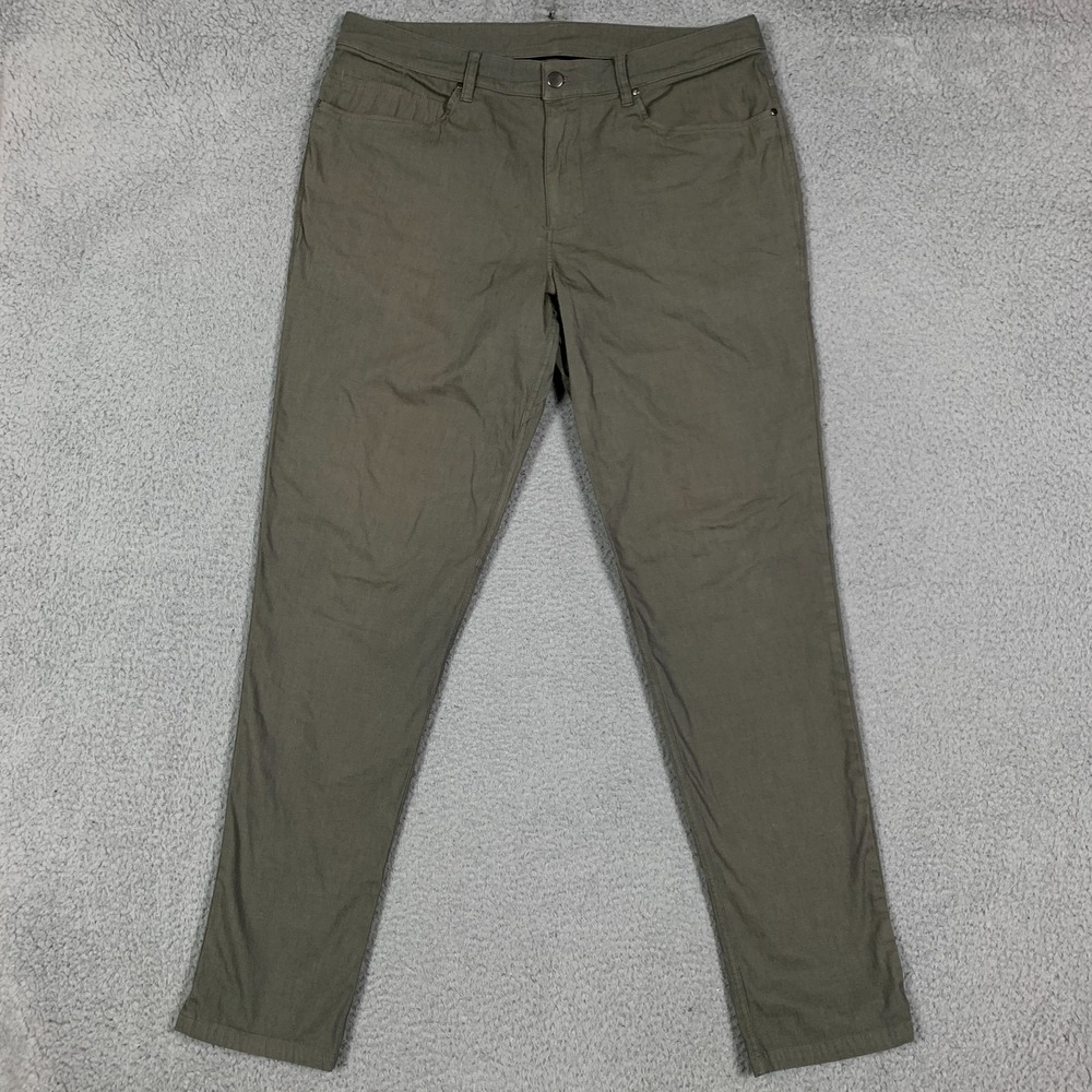 Lululemon ABC Pant Men's 34 x 33 Grey Sage Dye‎ Washed Slim Fit Stretch Casual